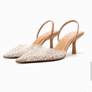 Zara Pearl Heel Slingbacks